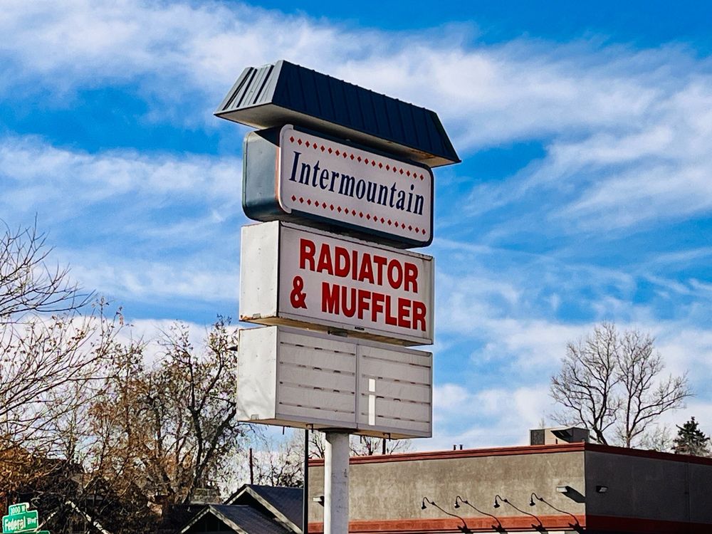 Intermountain Radiator & Muffler sign for radiator service in Denver, CO